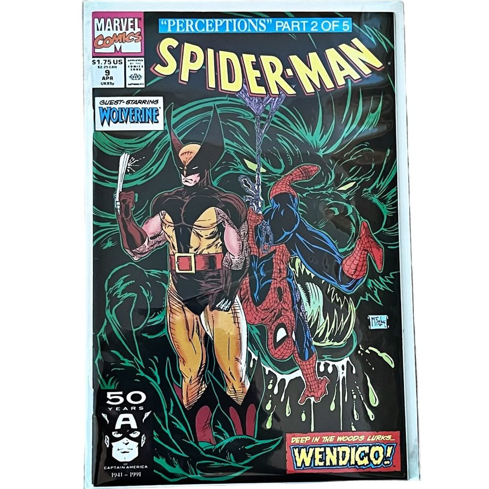 Marvel Comics Vintage 1991 Spider-Man featuring Wolverine #9 Great Condition !